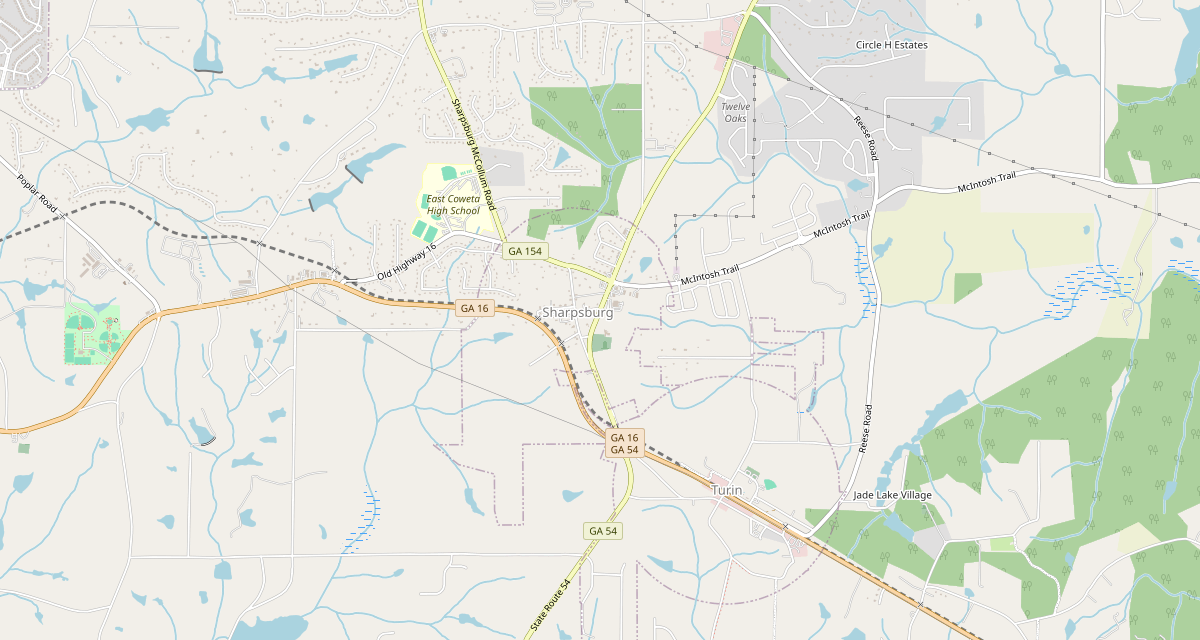 Map of the town of Sharpsburg, Georgia